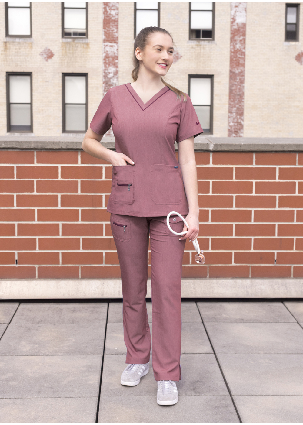 ADAR Elevated V-Neck Scrub Top w/ Zipper P4212 ( paired with #4100 pant or #7104 jogger)